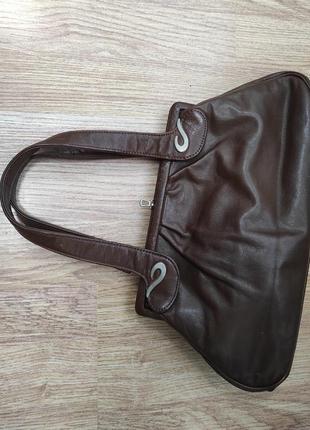 Винтажная кожаная ретро сумочка, сумка- багет. с фермуаром, поцелуйчик/kiss9 фото
