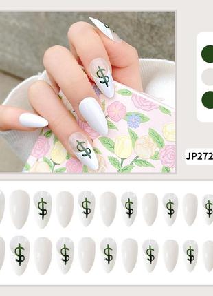 Накладные ногти - 24шт.+ клей для ногтей, доллар - типсы1 фото
