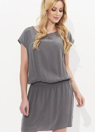Женское летнее платье серого цвета с кружевной спинкой. модель kalipso zaps2 фото