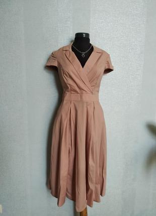 Пудрова літня сукня з карманами в стилі ретро