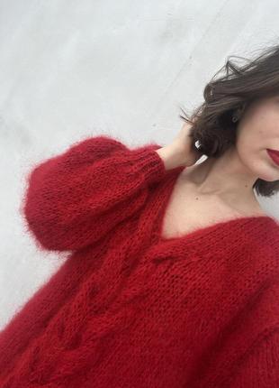 Мохеровый свитер оверсайз с косой 4