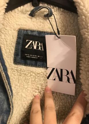 Джинсова куртка zara s.(38) з підкладкою з штучної овчини7 фото