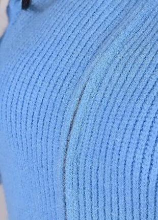 В'язаний светр, кофта на замку небесно блакитного кольору4 фото