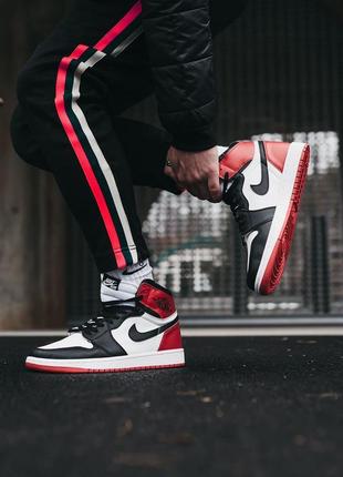 Nike air jordan 1 red/white/black 🔺 чоловічі кросівки найк аїр джордан