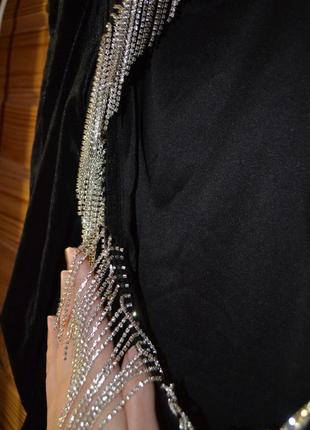 Роскошное платье из королевского бархата с бахромой из камней на спине!10 фото