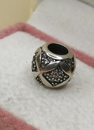 Шарм пандора стерлинговое серебро 925 проба цирконий камни камешки круглый