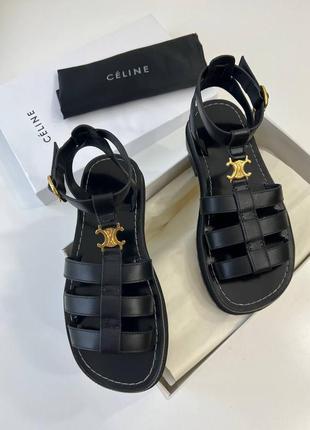 Круті шкіряні босоніжки сандалі celine