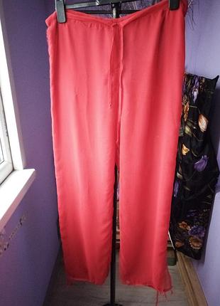Брюки красные широкие шифон р 44-46 винтаж