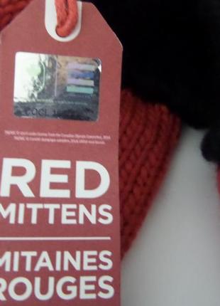 Женские теплые зимние плотные вязаные варежки red mittens s\m3 фото