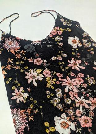 Майка черная блуза топ вискозная в цветы блузка h&m
