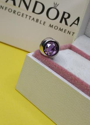 Шарм пандора стерлинговое серебро 925 проба цирконий ale большой фиолетовый камень грани круглый1 фото
