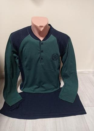 Чоловіча піжама турция римоли хлопок герб зеленая 54-58 двойка реглан і штани