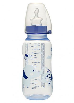 Пляшечка антиколікова поліпропіленова з силіконовою соскою 250 мл nip 35036
