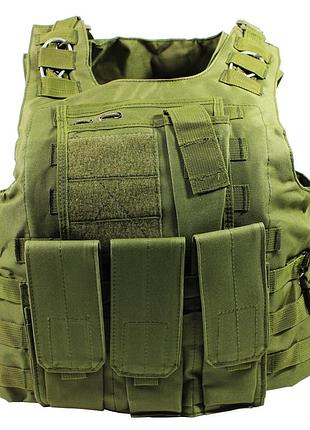 Жилет тактичний aokali outdoor а56 green розвантажувальний військовий "ins"