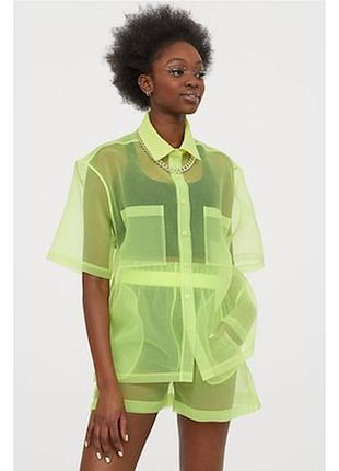 Тренд шорти h&m x justine skye шорты органза прозрачные неон туль прозорі