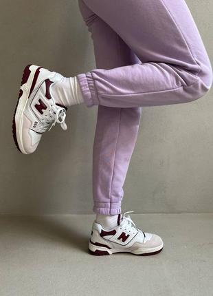 New balance 550 burgundy брендовые женские белые кроссовки беланс трендовая модель жіночі трендові кросівки3 фото