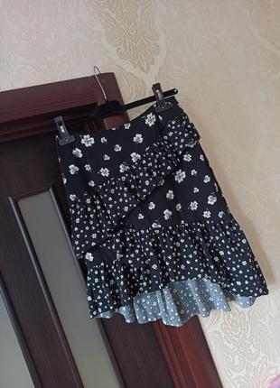 Шикарная асимметричная юбка с рюшами/спідниця5 фото