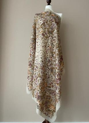 Шерстяной большой платок шарф палантин винтаж италия цветы