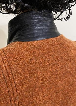 Стильное шерстяное пальто кожа букли4 фото
