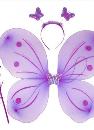 Набір карнавальний метелик фея крила паличка обідок+подарунок1 фото