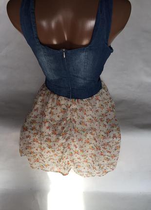 Стильное платье джинс с шифоном2 фото