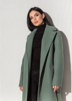 Демисезонное женское длинное пальто прямое1 фото