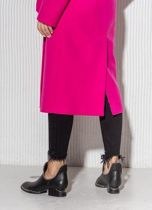 Розовое, малиновое демисезонное женское длинное пальто прямое качественная ткань8 фото