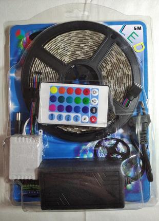 Гірлянда-стрічка (rope-lights) smd5050-rgb універсальна, блок живлення, силікон, 5м, ip 65.
