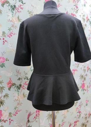 Черная трикотажная кофта, баска, блузка3 фото