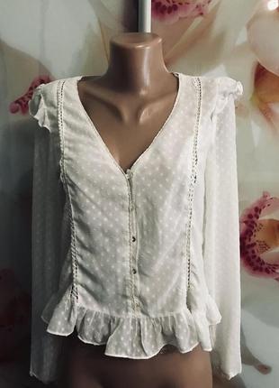 Блузка белая в горошек zara