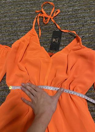 Легке яскраве коралове літній шифонова сукня сарафан з оголеними плечима xs s m l5 фото