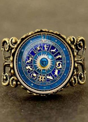 Винтажное колечко астрологическое кольцо гороскопы знаки зодиака трендовое модное стильное кольцо колечко перстень каблучка кільце со знаками зодиака