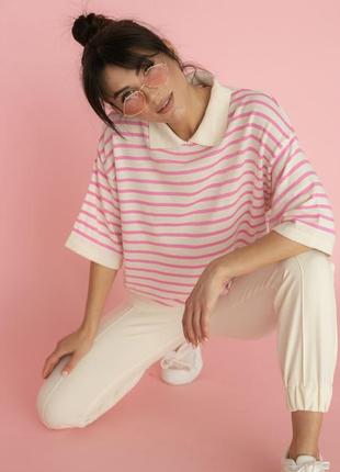 Стильная тельняшка в розовую полоску