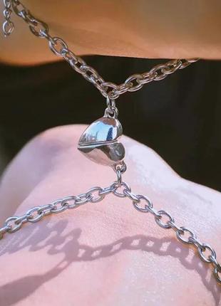 Парные браслеты с магнитом сердцем2 фото