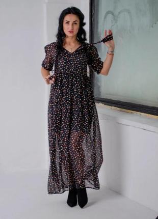 Плаття довге вільного пошиття з шифону розміри 42-44