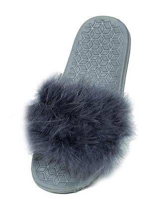 Шлепанцы женские серые пушистики, pago (36,37)