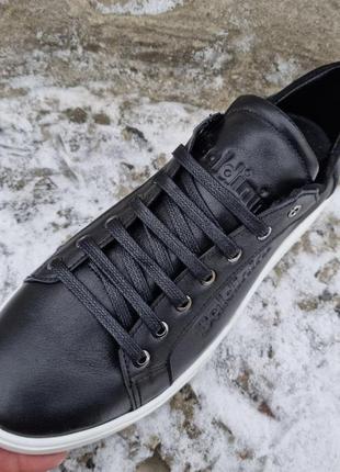 Baldinini мужские кожаные кеды спортивные туфли кожа черные стильные5 фото