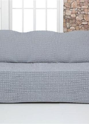 Чехол натяжной на 2-х и 3-х местный диван без подлокотников venera 09-216 серый