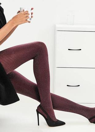 Фірмові теракотові і бордові колготки з люрексом calzedonia coste glitter burgundy 60ден