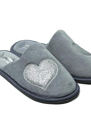 Тапочки женские закрытые pago "сердце"  серые
