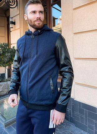 Куртка с рукавами из экокожи