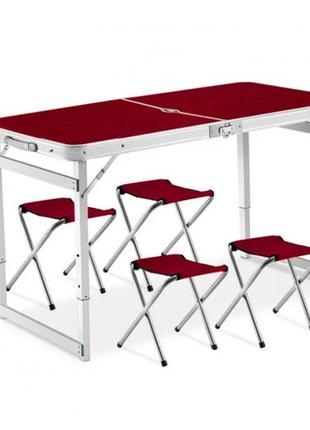 Раскладной стол чемодан для пикника, рыбалки, кемпинга 120 на 60 см с 4 стульями