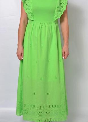 Жіноче плаття. бавовна. цв: білий, помаранчевий, салатовий. розмір: 46/48. красиве жіноче плаття. нарядне плаття1 фото