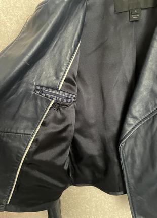 Крутая кожаная куртка косуха j crew темно синяя6 фото