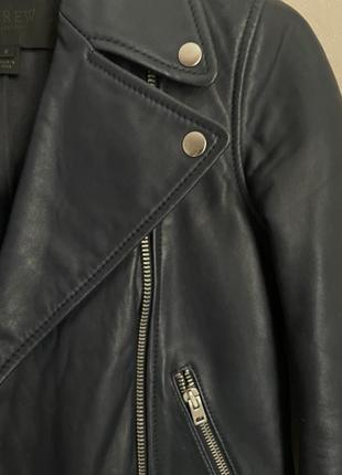 Крутая кожаная куртка косуха j crew темно синяя5 фото
