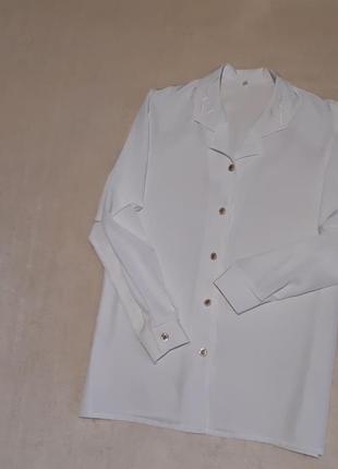 Біла вінтажна сорочка v-подібний виріз, довгий рукав р. 10/12