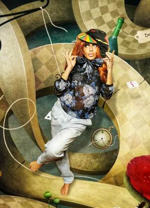 Блуза з бантом мереживом вії в принт квіти