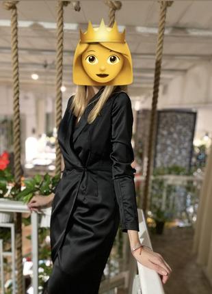Атласное черное платье пиджак смокинг от андре тана3 фото