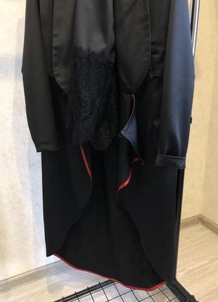 Атласное черное платье пиджак смокинг от андре тана7 фото