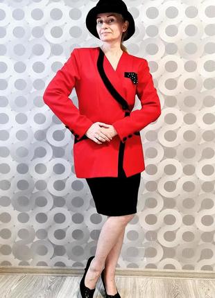 Крутой стильный яркий винтажный немецкий костюм жакет юбка карандаш спідниця шерсть ретро винтаж3 фото